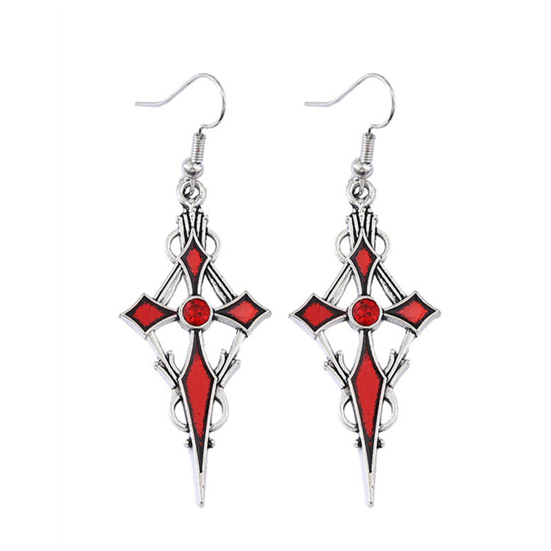 Wholesale Dark Punk Style  Cross Vampire Earrings